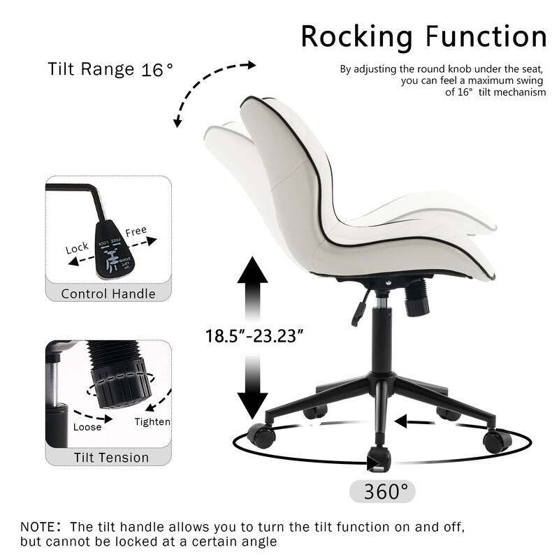 Faux Leather Office Chair with Wheels, Upholstered Task Chair