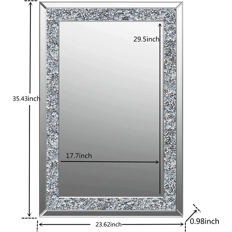 Glam Crystal Accent Wall Mirror Sparkly Silver Mirror