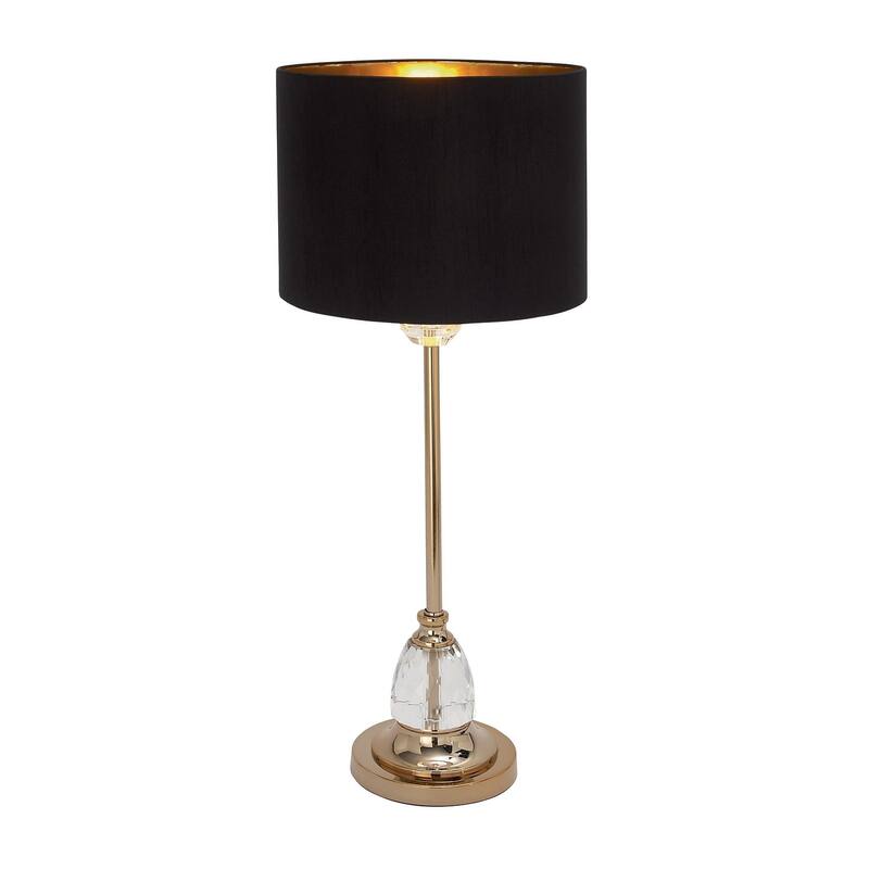 Crystal Room Table or Buffet Lamp with Black Shade and Gold Accents - Black or Gold - Roche River Decor