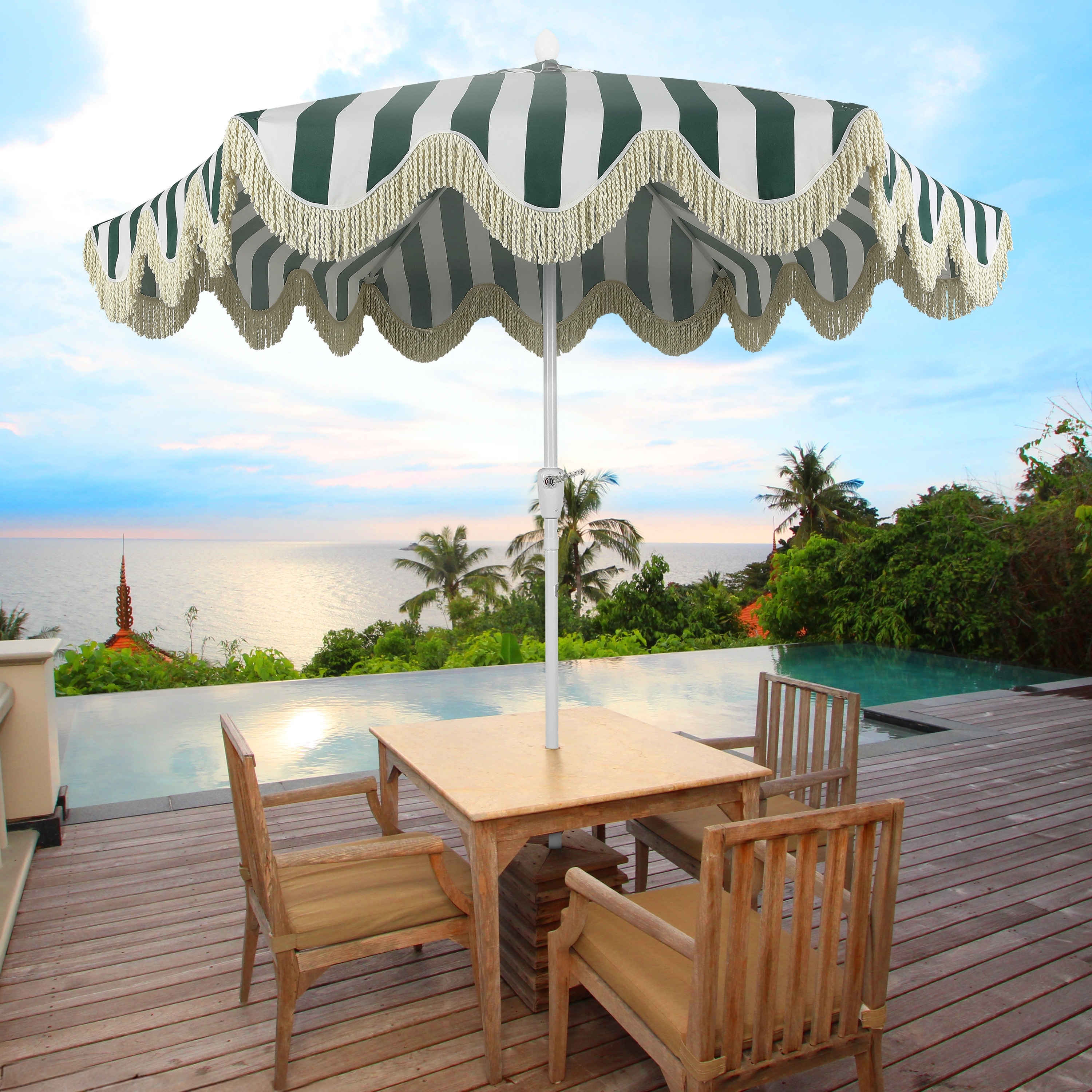 ari pagoda fringe patio umbrella 9ft Boho Market Umbrella Butter Twisted Outdoor Events Funsite 7.5ft Pagoda Patio Umbrella