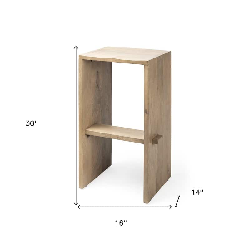 Mango Wood Backless Counter Height Bar Chair with Footrest