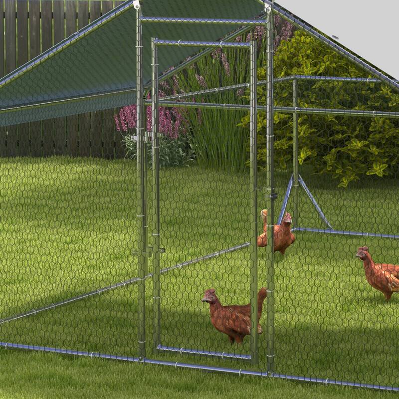 PawHut Large Chicken Coop Metal Chicken Run for Chickens with Waterproof and Anti-UV Cover