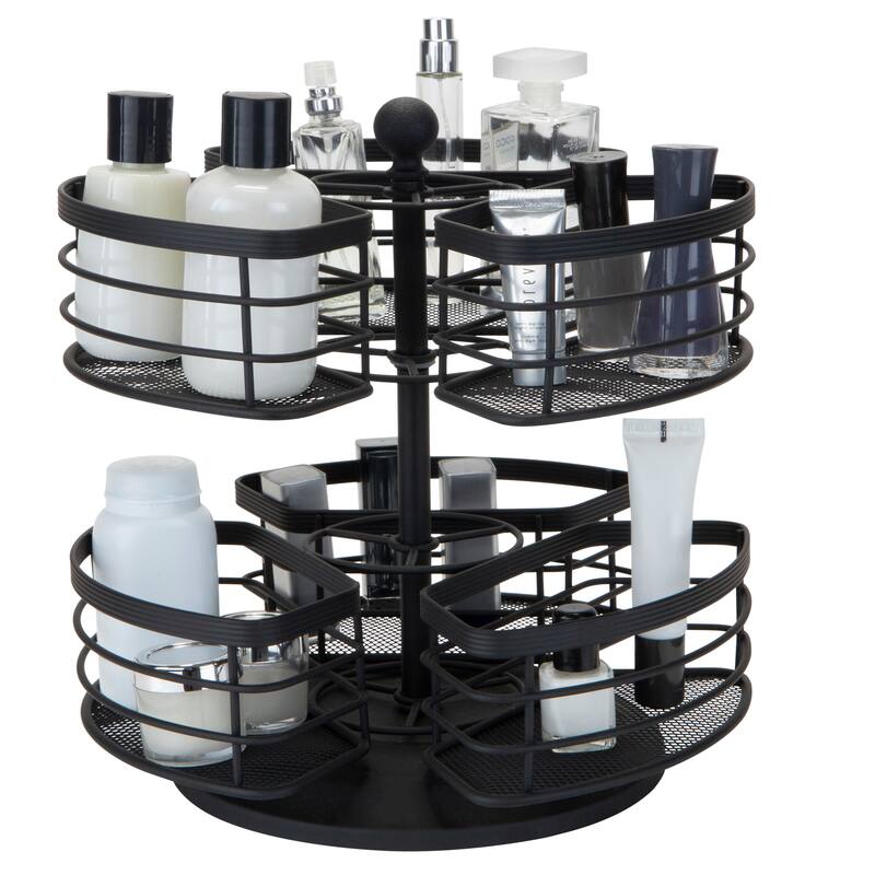 Bath Bliss 2 Tier Carousel in Matte Black - 9.45"x 9.45"x 9.25"