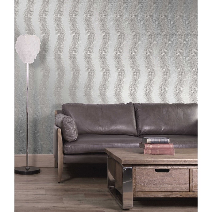 Decorline Wheaton Silver Leaf Wave Wallpaper - 20.5in x 396in x 0.025in