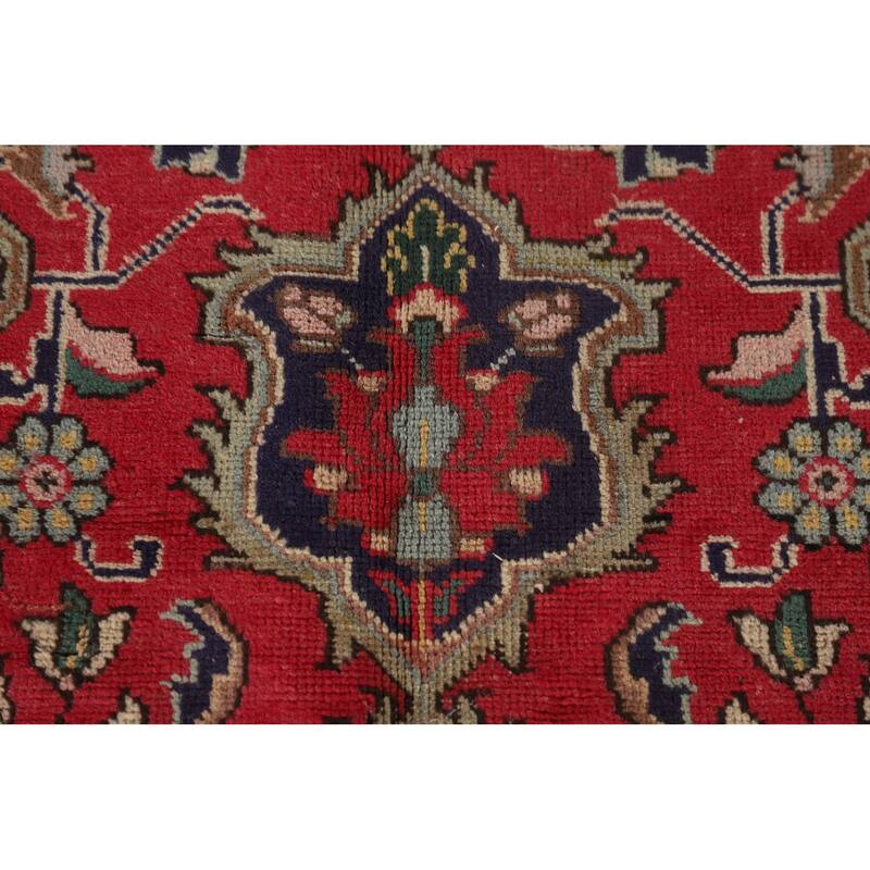 Tabriz Persian Vintage Area Rug Hand-Knotted Geometric Wool Carpet - 6'7"x 9'7"