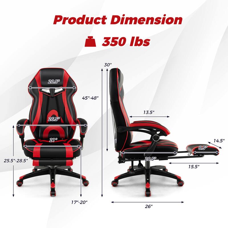 Costway Adjustable E-Sports Racing Style Chair with Padded Headrest, - See Details