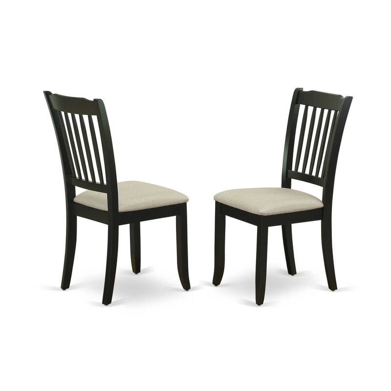 7Pc Dinette Set - Black Kitchen Table with Leaf & 6 Linen Chairs - 84
