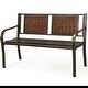 preview thumbnail 6 of 5, 50.5" Outdoor Steel Frame Rattan Porch Furniture Patio Garden Bench