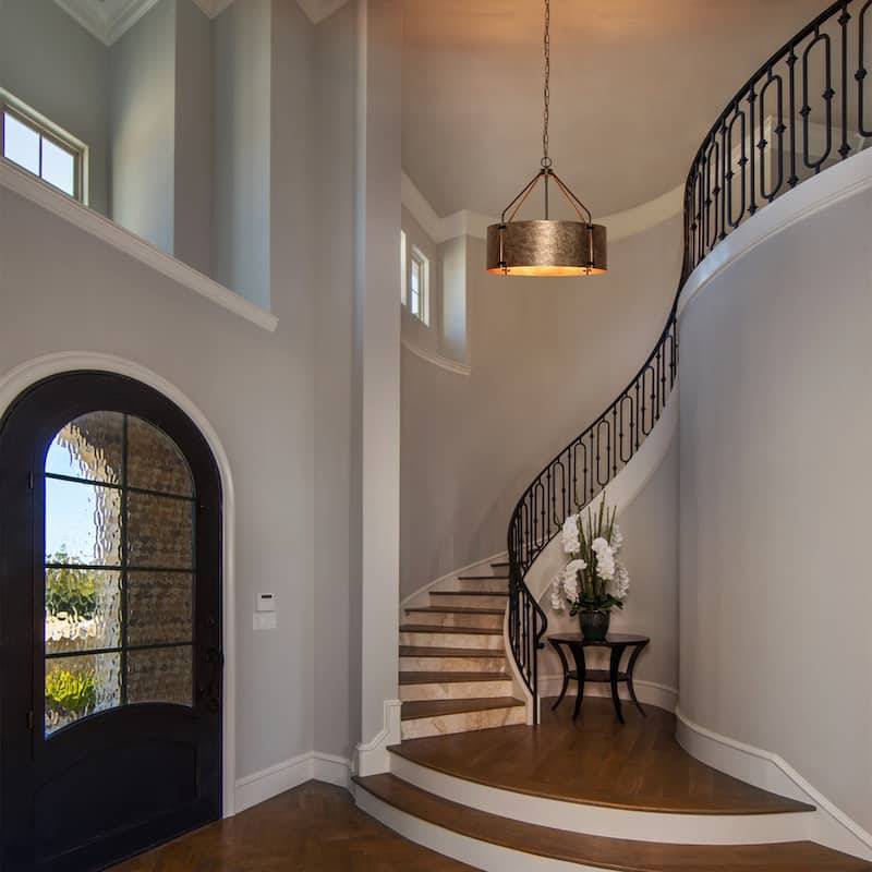 4-Light Modern Industrial Drum Pendant Light with Bronze Finish - W22.05"