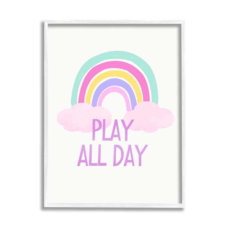 Stupell Play All Day Pastel Framed Giclee Art Design by Diane Neukirch - 24 x 30 - White