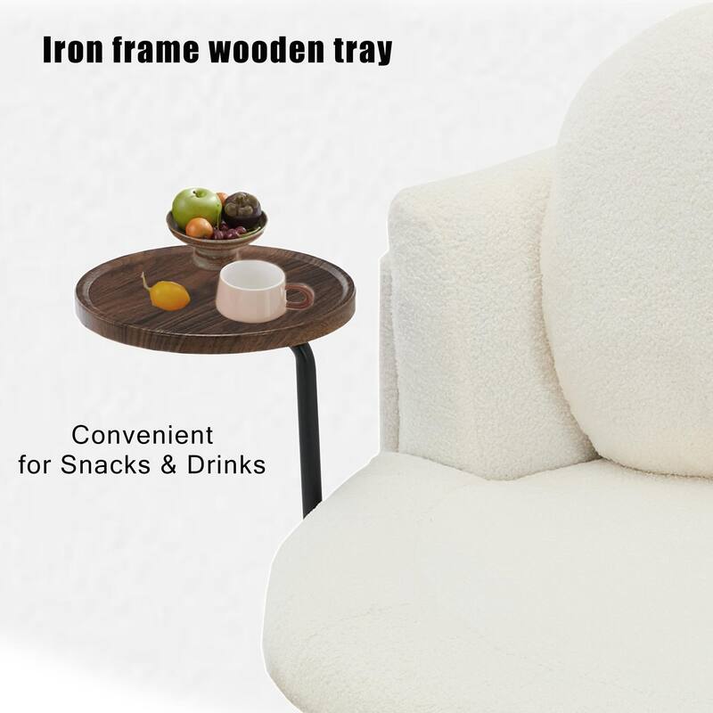 42" Modern Velvet Fabric Accent Chair with Ottoman Set