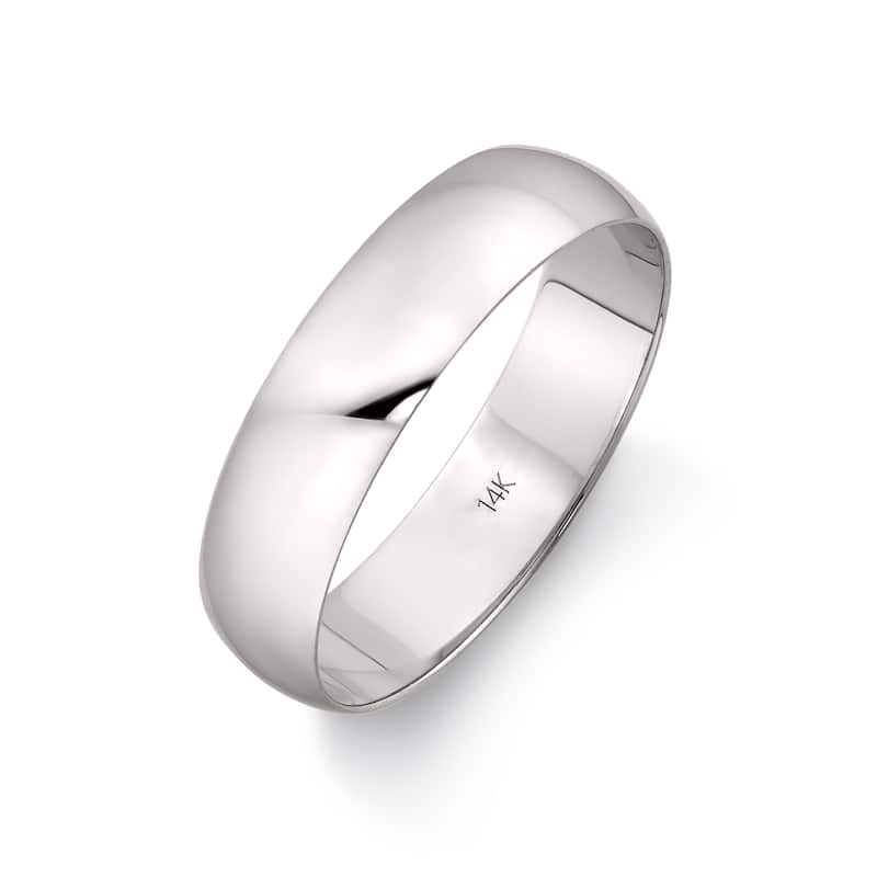 Clover White Gold High-Polish Classic Wedding Band - 9 (5mm) - 14k