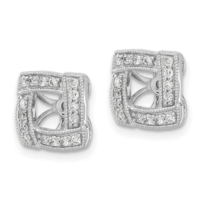 Curata 14k White Gold Diamond Earrings Jacket - 11x11mm Wide