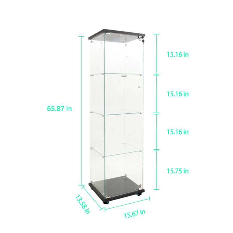 Tempered glass display cabinet, wine cabinet,storage cabinet, file cabinet, with Bluetooth LED light strip, lock on the door