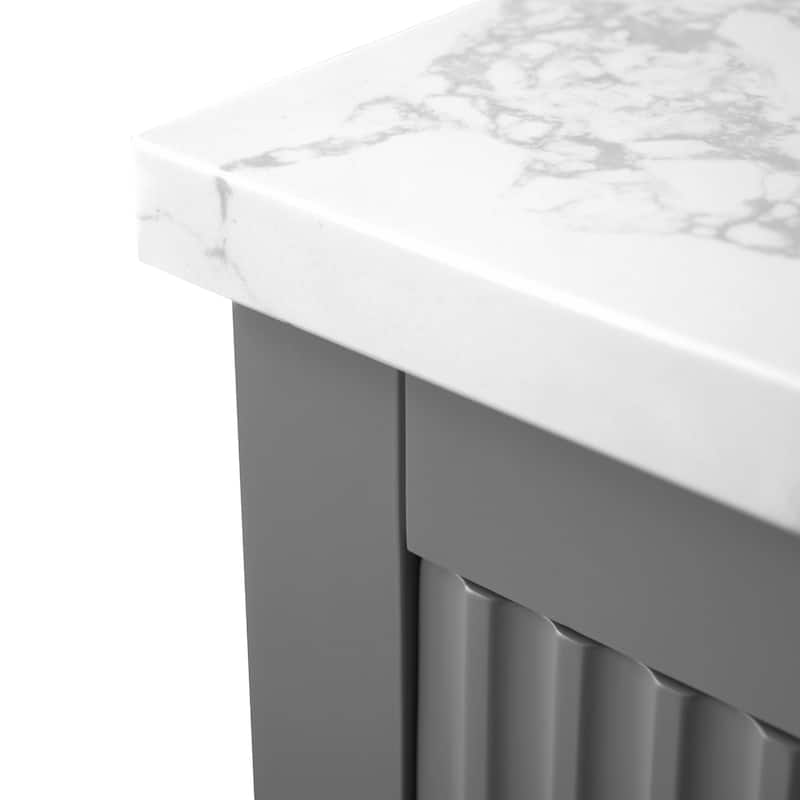 Vanity Art 60" Double Sink Bathroom Vanity Cabinet with Engineered Marble Top