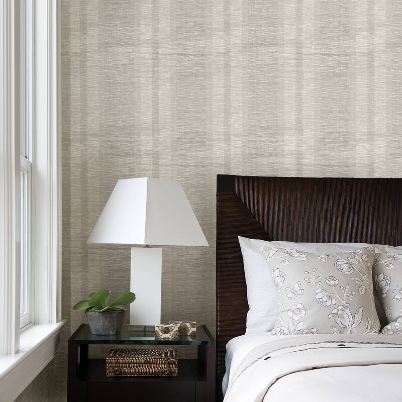 A-Street Prints Pezula Bone Texture Stripe Wallpaper