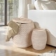 preview thumbnail 1 of 9, Hand-Woven Rattan Wicker Storage Baskets with Lids, Set of 2 White