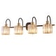 preview thumbnail 1 of 10, ExBrite Modern Rose Gold Dimmable Bathroom Crystal Vanity Lights 4-Lights