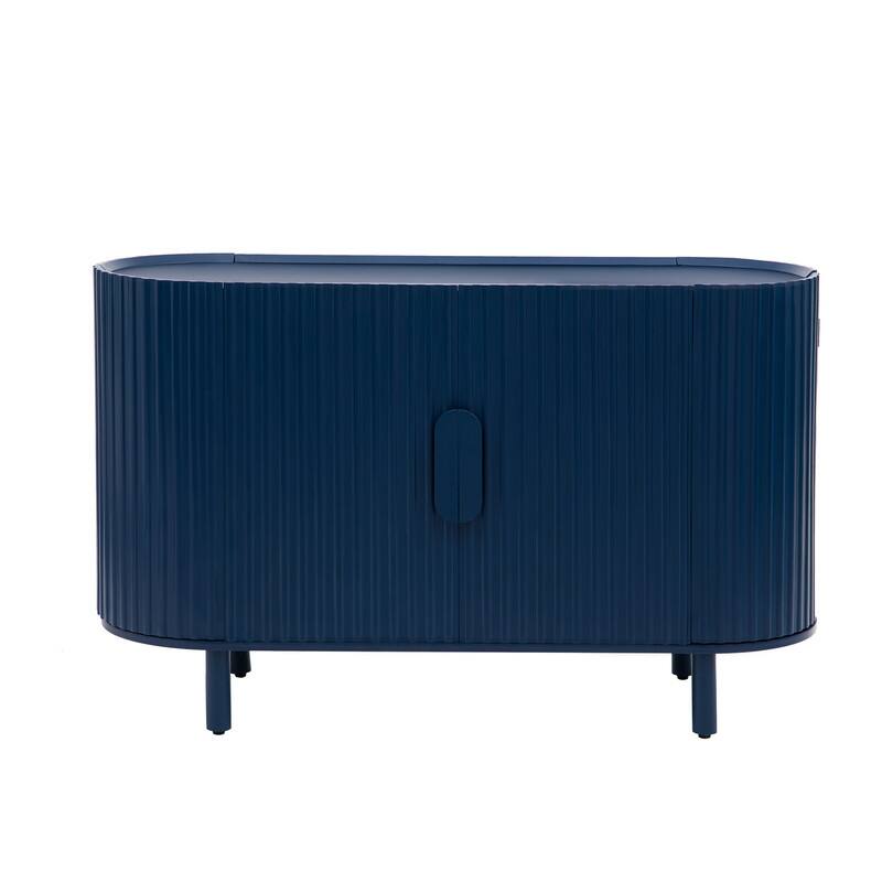 Light Luxury Sideboard with Adjustable Shelves, Curved Design Storage Buffet Cabinet for Living Room/Kitchen/Entryway/Hallway
