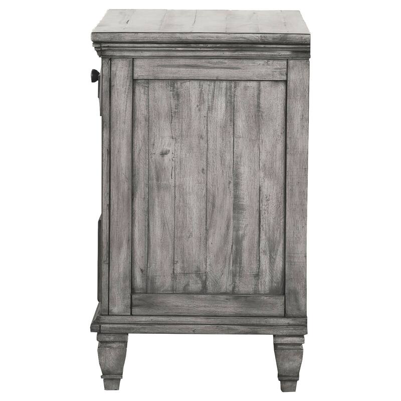 Traditional Grey 3-Drawer Nightstand with Crown Molding, Cedar Lined Drawers, Felt Top Drawer and USB Port