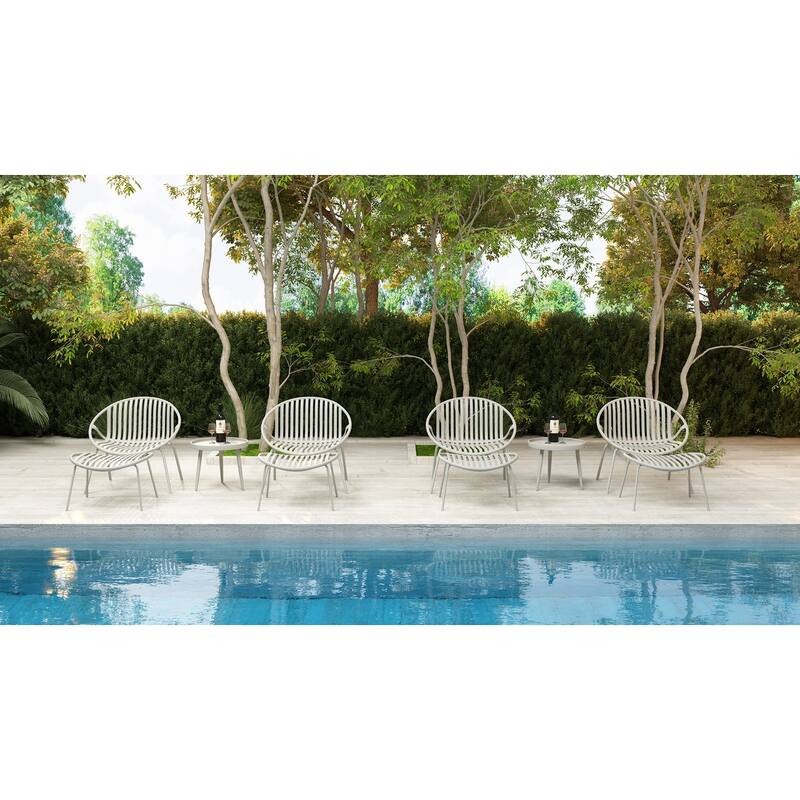 Rio Stackable Modern Lounge Plastic Chair for Indoors or Outdoors - Set of 2 - 31.1' x 27.4' x 28.4' - Grey