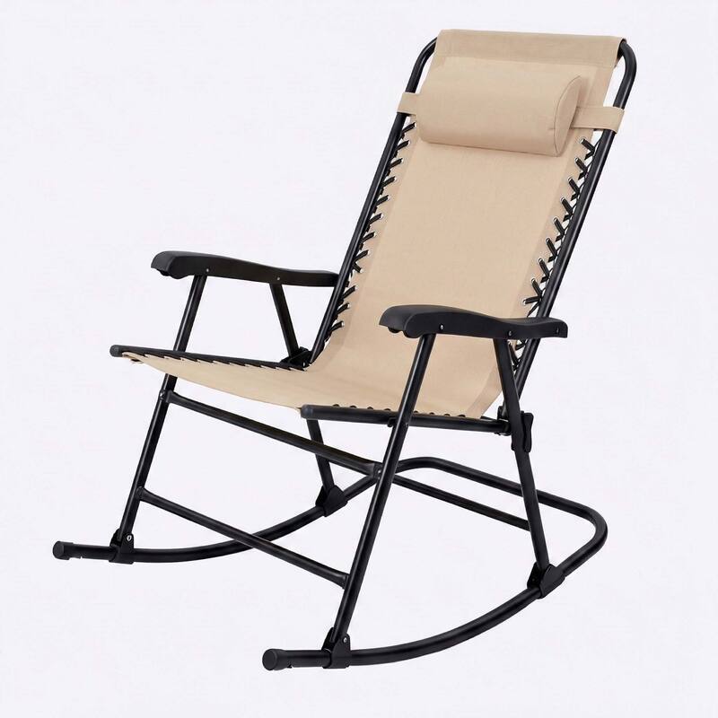Patio Set of 2 Folding Leisure Rocking Chair Set, Durable Weather-Resistant Construction