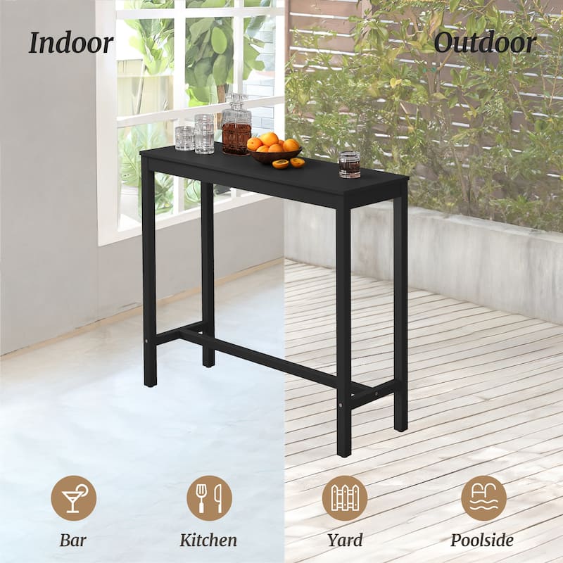 Casual 45 in. Outdoor & Indoor Rectangular Patio Bar Table Wood Dining Table