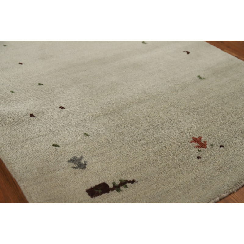 Tribal Gabbeh Indian Runner Rug Handmade Wool Carpet - 2'7" x 11'5" - 2'7" x 11'5" - Ivory/Beige