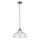 preview thumbnail 63 of 68, Kichler Lighting Avery 1-Light Pendant Light with Seeded Glass Bell - Brushed Nickel