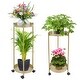 Thumbnail 1, 2 Tier Plant Stand Table Metal Plant Holder Corner Shelf with Wheels.