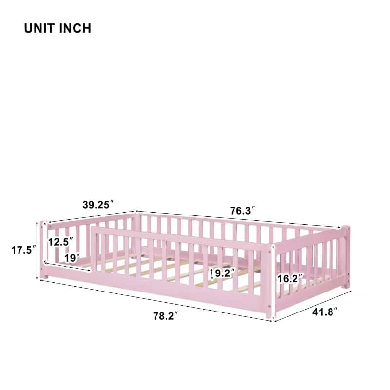 Floor Platform Bed With Fence Without Door