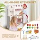 preview thumbnail 4 of 5, White Wooden Kitchen Playset Chef Pretend Play Set for Toddlers, Toy Kitchen with 26 Pcs Toy Food & Cookware Accessories