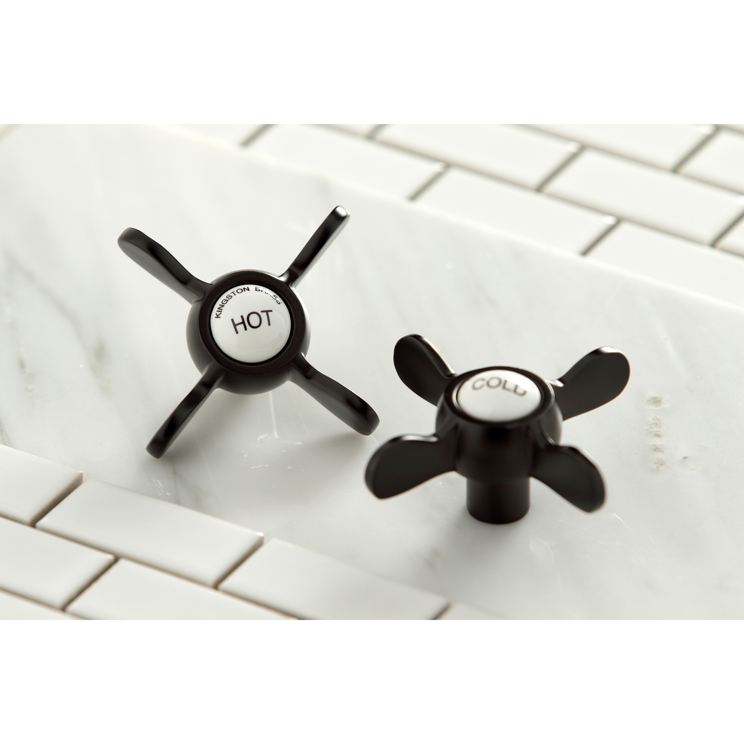 Kingston Brass Victorian Cross-Handles Widespread Bathroom Faucet