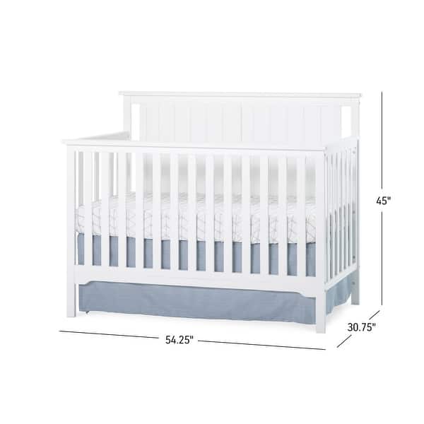 dimension image slide 2 of 3, Forever Eclectic Cottage Flat Top 4 in 1 Convertible Crib