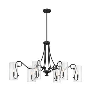 Calgary 6-Light Oval Chandelier in Matte Black