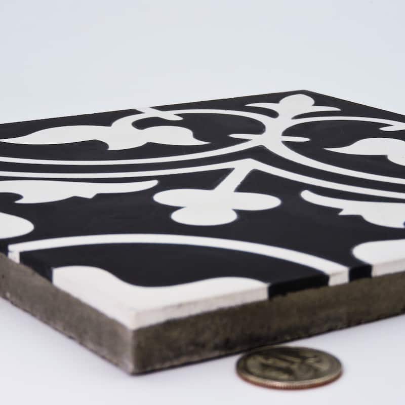 Handmade Casa in Black and White Tile, Pack of 12 (Morocco)
