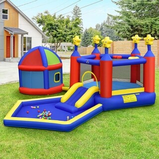 Kids Inflatable Bouncy Castle with Slide Large Jumping Area Playhouse ...