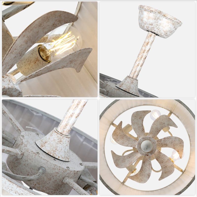 Bella Depot 20" Modern White Drrum Ceiling Fan with Light and Remote 6-speed