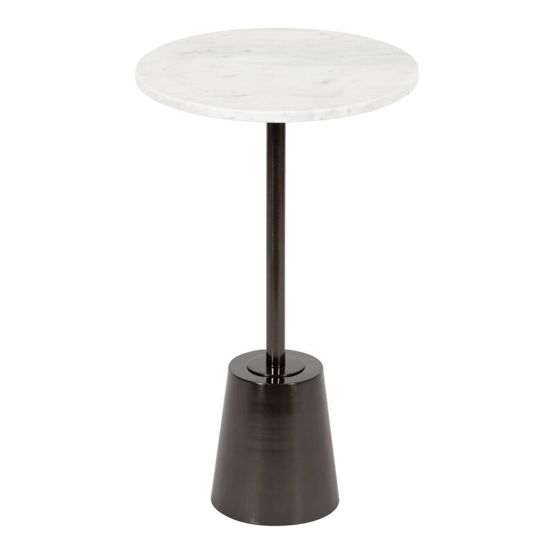 Kate and Laurel Tira Round Side Table - 14x14x24 - Pewter/White