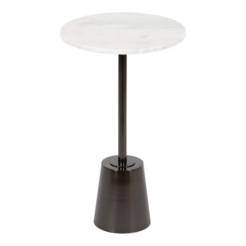 Kate and Laurel Tira Round Side Table - 14x14x24 - Pewter/White