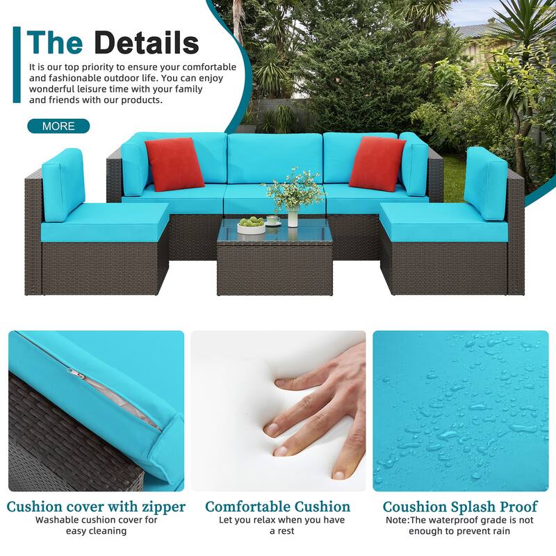 Futzca 6 Piece Patio Furniture Conversation Set with Pillow