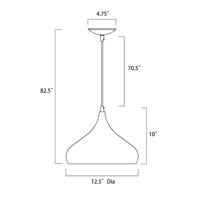 1-Light 12 in. Brushed Nickel Single Pendant with Teardrop Metal Shade