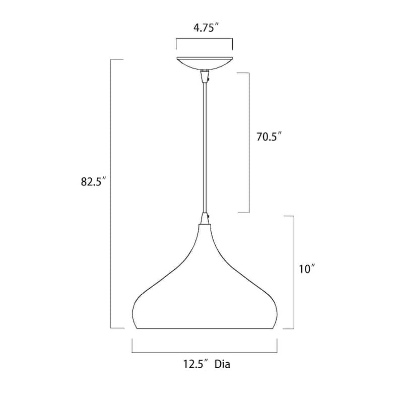 1-Light 12 in. Gold Single Pendant with Teardrop Metal Shade