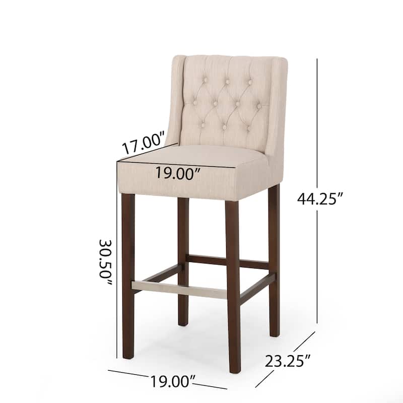 Modern Minimalist Bar Stool with Metal Legs, 30" Beige Commercial-Grade High Density Fabric Seat