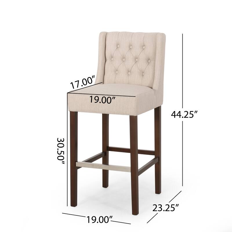 Modern Minimalist Bar Stool with Metal Legs & Beige High-Density Fabric Seat, 30" Commercial Grade Bar Height Stool