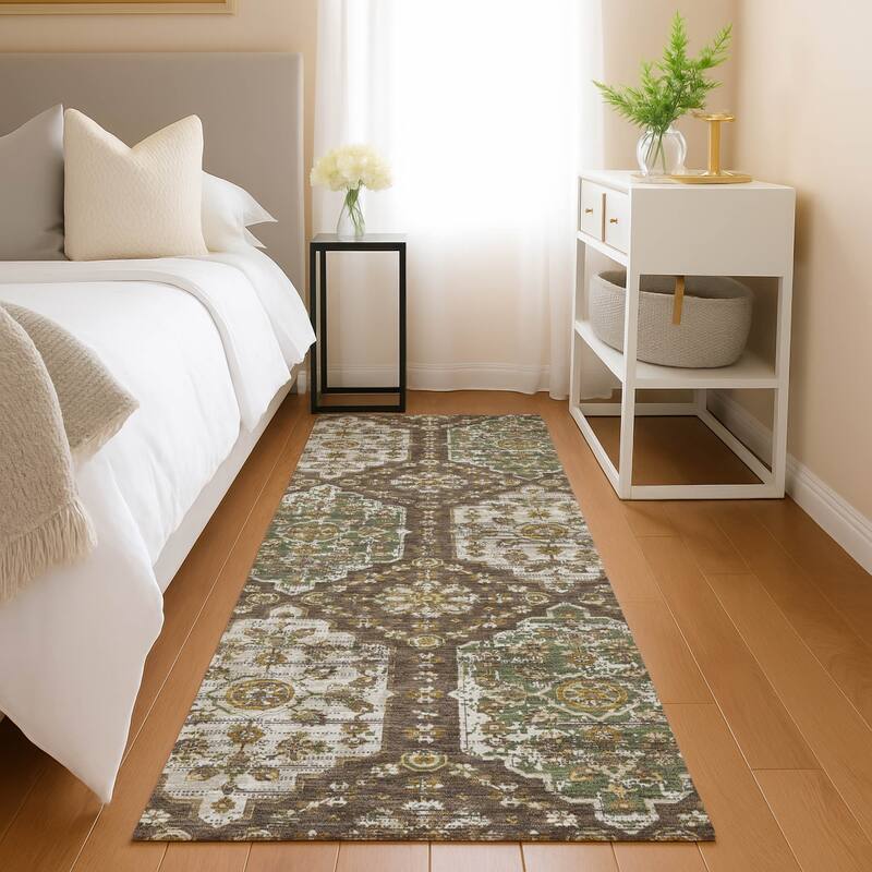 Machine Washable Indoor/ Outdoor Traditional Kiowa Chantille Rug