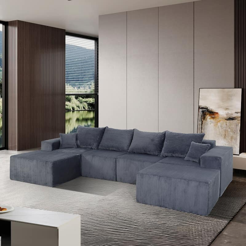 GDFStudio - 6-Piece Modular U-Shaped Sectional Sofa with Chaise Lounge