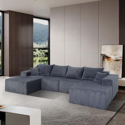 GDFStudio - 6-Piece Modular U-Shaped Sectional Sofa with Chaise Lounge