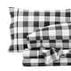 preview thumbnail 1 of 2, Bare Home Double Brushed Deep Pocket Printed Sheet Set Full - Buffalo Plaid - White/Black