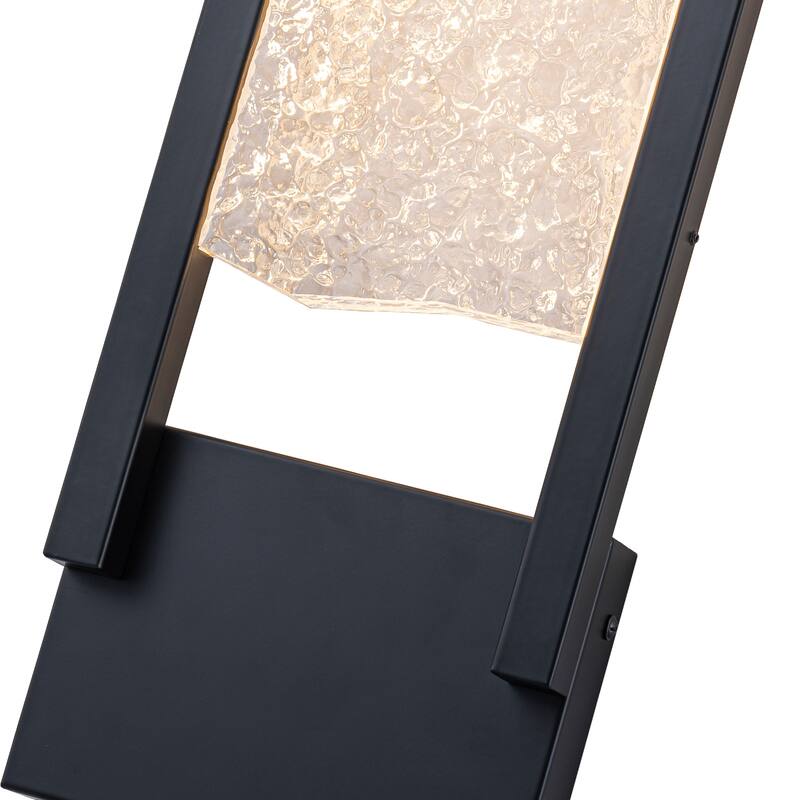 Black Metal Rectangular Water Pattern LED Dimmable Wall Sconce